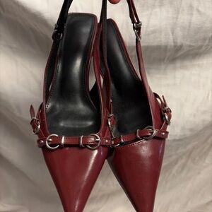 Elegant Maroon Slingback Heels